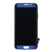 Дисплей (екран) для Samsung G925F Galaxy S6 Edge + тачскрін, синій, з передньою панеллю