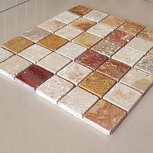 Декоративна мозаїка Колізей з травертину полірована, лист 1х25.2х27.2