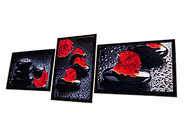 Триптих для вишивки бісером Червона троянда