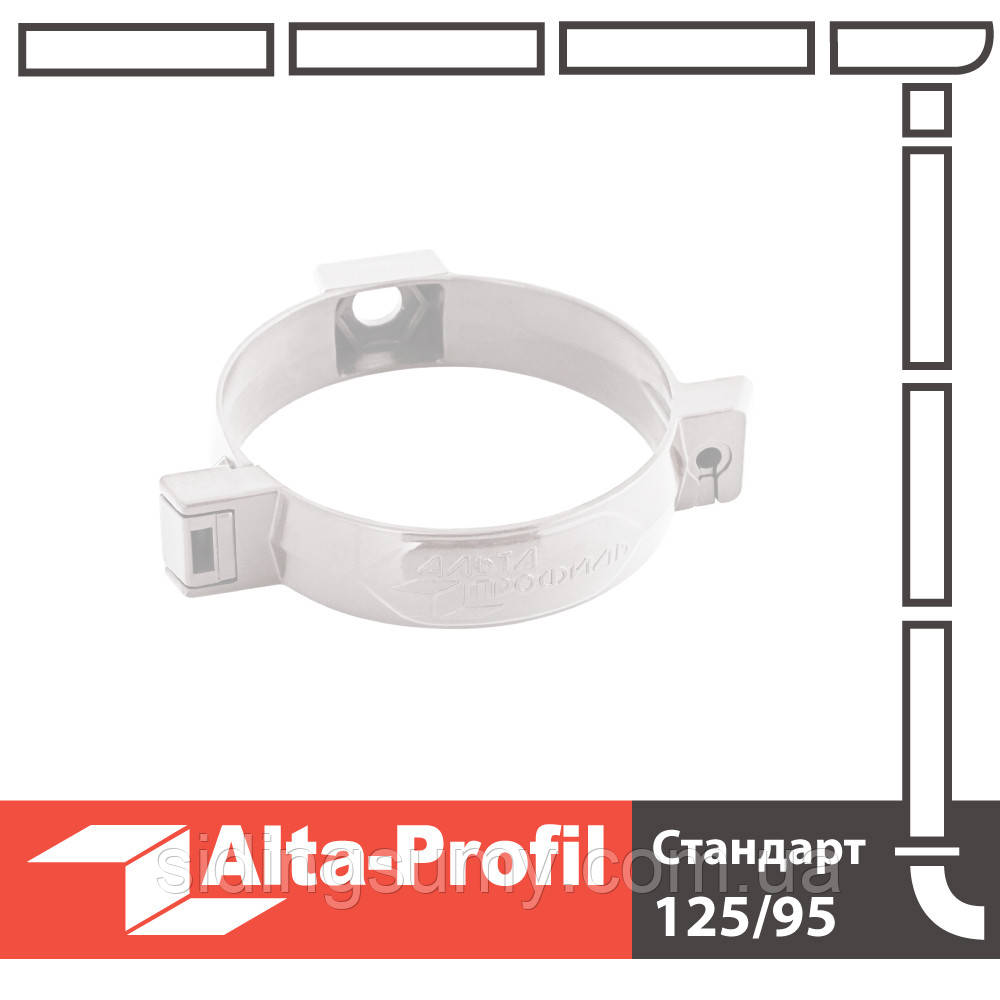 Хомут труби Альта-Профіль Стандарт 74 мм білий
