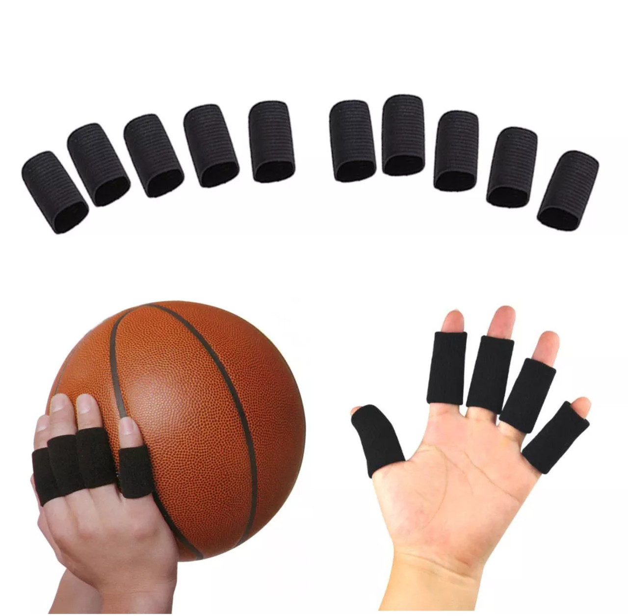 Компрессионная защитная повязка для пальцев «Sport Heavy» черная для баскетбола (10 шт) - фото 1 - id-p755540461