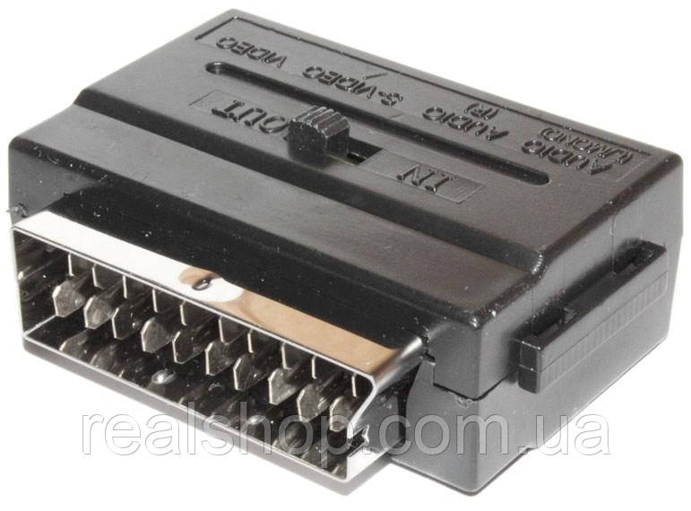 Перехідник SCART — 3 x RCA (тюльпани) / S-Video, з перемикачем, фото 1