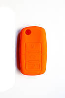 Силиконовый чехол для выкидного ключа Volkswagen, 3 кнопки (оранжевый)