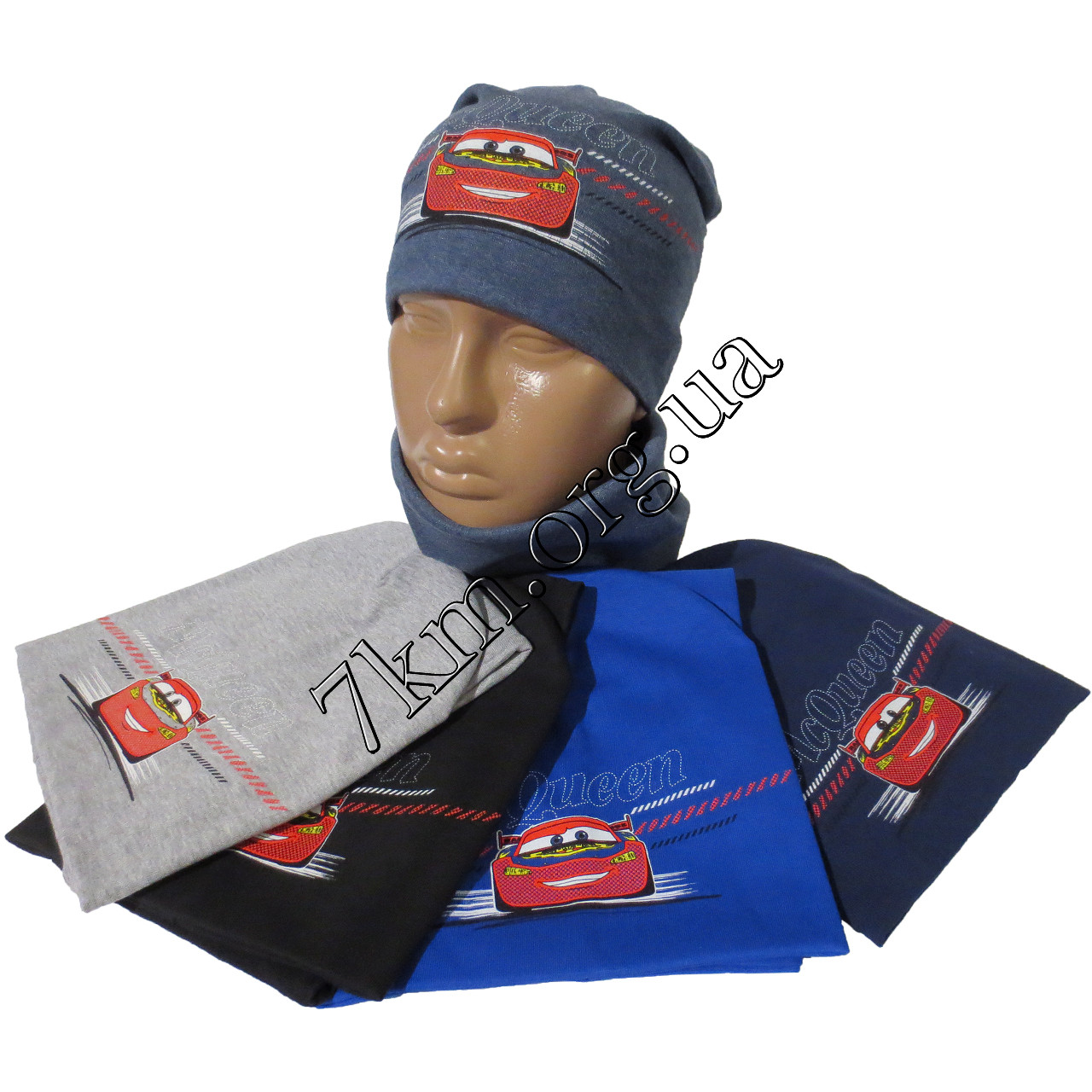 Набір дитяча шапка + хомут для хлопчиків подвійний трикотаж "Макквін" 3-5 років Україна Оптом 8827, фото 1