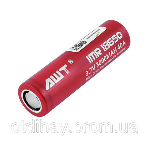 Акумулятор літієвий Li-ion AWT 18650 40A 3000 mAh, високотоковий