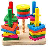 Деревянная игрушка Пирамидка-ключ 25 деталей развивающая логика
