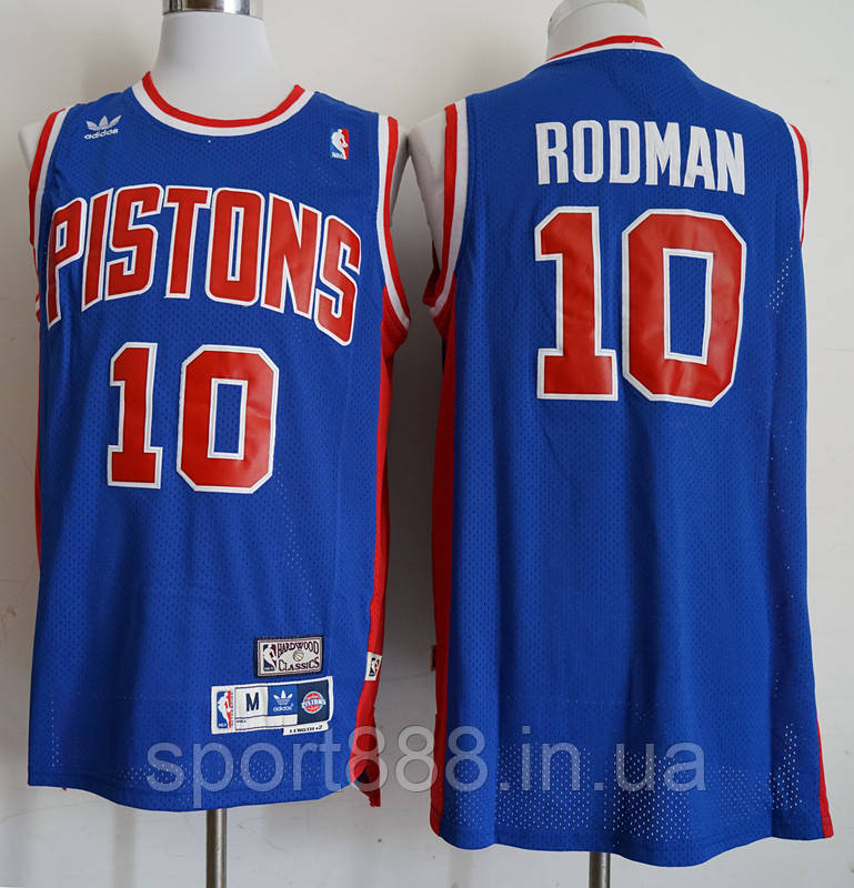 Синя чоловіча майка Adidas Rodman No10 команда Detroit Pistons