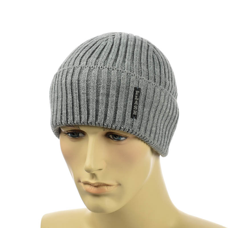 Чоловіча шапка з закотом 1*1 сірий
