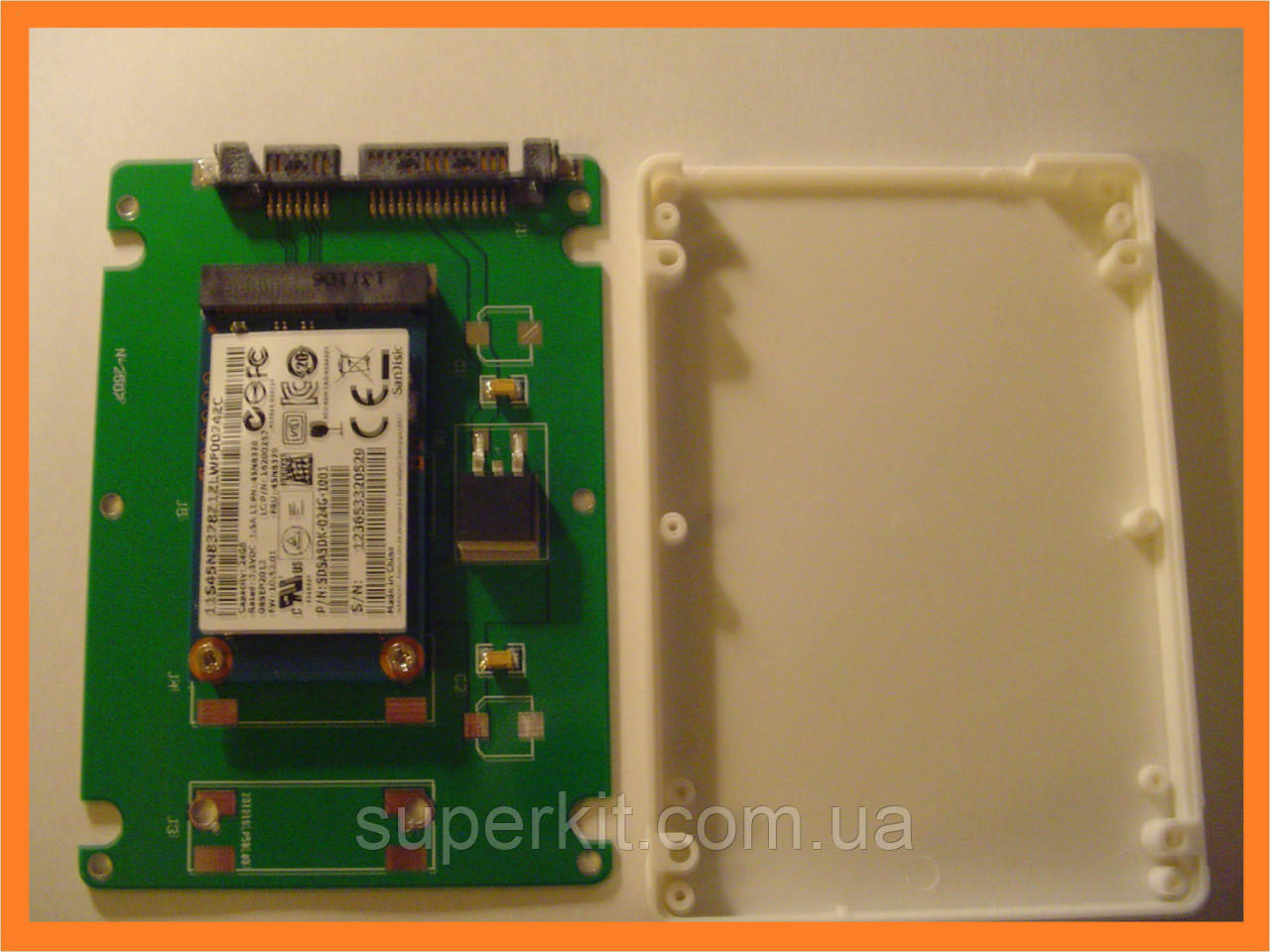 Перехідник mSATA SSD to -> SATA закритий білий