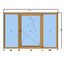 Вікна з трикамерного профілю, ламіноване, трьохстулкове ціна