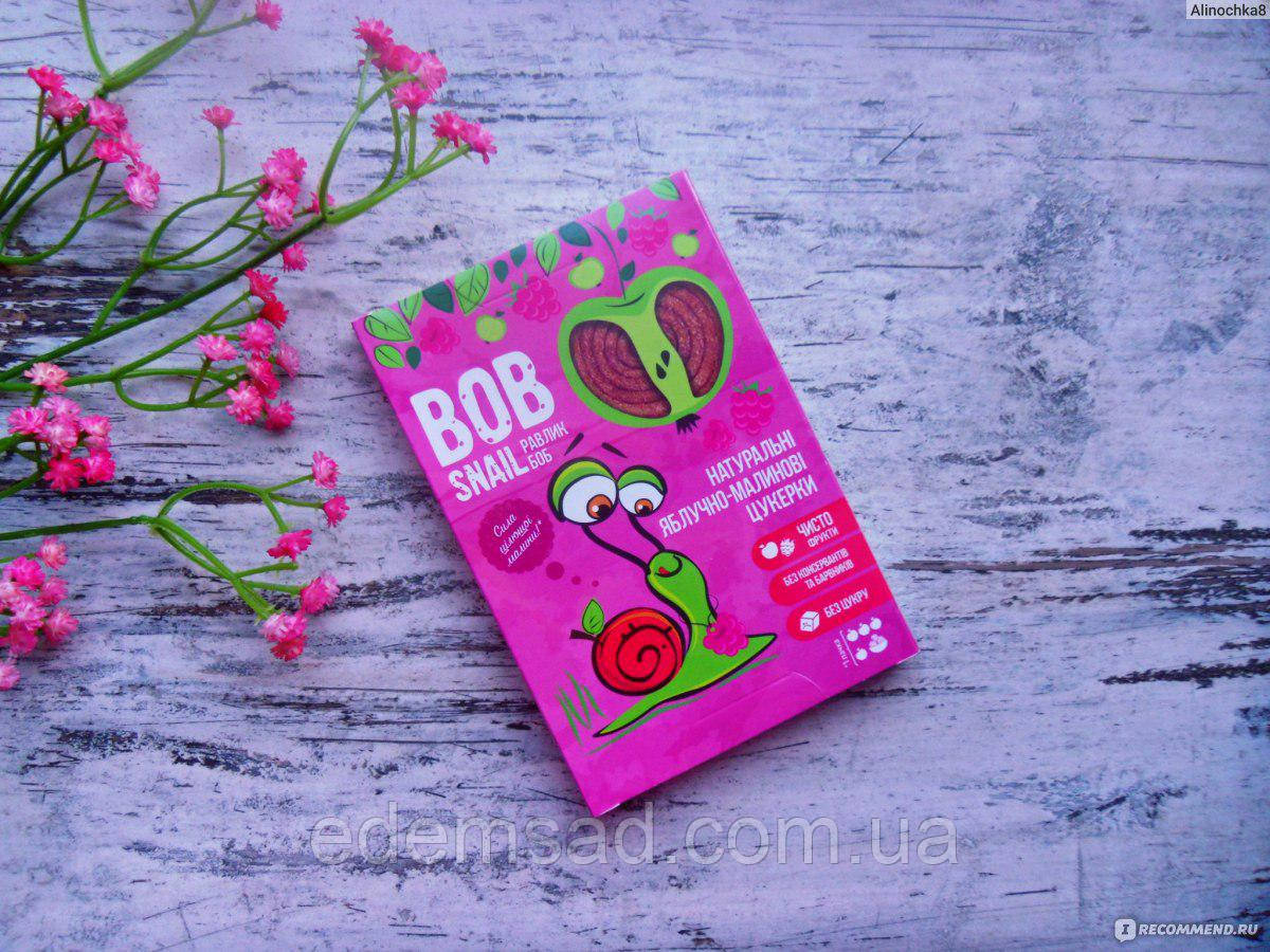 Натуральні цукерки BobSnail з яблуком і малиною, 60 г