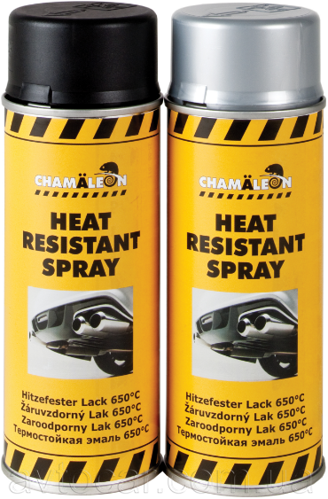 Черная высокотемпературная краска Chamaleon Heat Resistant Spray 650°С аэрозоль 400мл 26601 - фото 2 - id-p274846