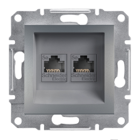 Розетка комп'ютерна подвійна RJ45 кат.5е UTP сталь Asfora Schneider Electric EPH4400162, фото 1