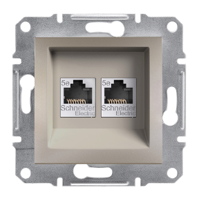 Розетка комп'ютерна подвійна RJ45 кат.5е UTP бронза Asfora Schneider Electric EPH4400169, фото 1