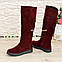 Чоботи-труби замшеві на товстій підошві, колір бордо, фото 4