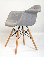 Дизайнерське крісло Leon Soft К-7 сіре, дерев'яні букові ніжки DAW armchair Charles Eames, в стилі лофт, фото 2