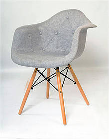 Дизайнерське крісло Leon Soft К-7 сіре, дерев'яні букові ніжки DAW armchair Charles Eames, в стилі лофт