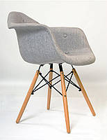 Дизайнерське крісло Leon Soft К-7 сіре, дерев'яні букові ніжки DAW armchair Charles Eames, в стилі лофт, фото 6