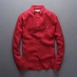 Чоловіча рубаха з натурального льону олива, червоний, чорний, синій, колір на вибір, фото 2