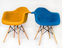 Дизайнерське крісло Leon Soft Ш-4 жовта вовна, DAW armchair Charles Eames, стиль лофт, фото 7