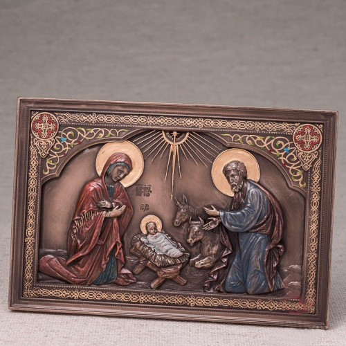 Картина Ікона "Народження Ісуса" 23*15 див. Бронзове покриття
