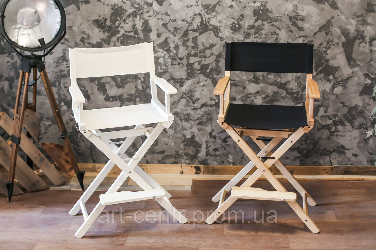 Стул для визажиста деревянный белый, ткань белая(кресло визажиста) - фото 7 - id-p432715173