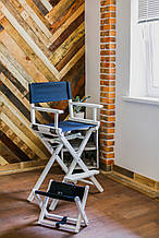 Високий стілець для візажиста, складаний, дерев'яний, стілець режисера, стілець для фото сесії, чорно-білий