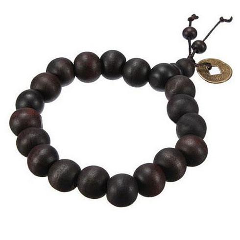 Дерев'яний браслет із китайською монеткою, фото 1