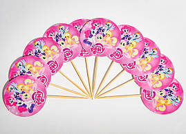 Набір Топпери для кексів, мафінів, капкейків Тематичні (10шт/уп)(Картон)- Маленькі Поні, Рожевий