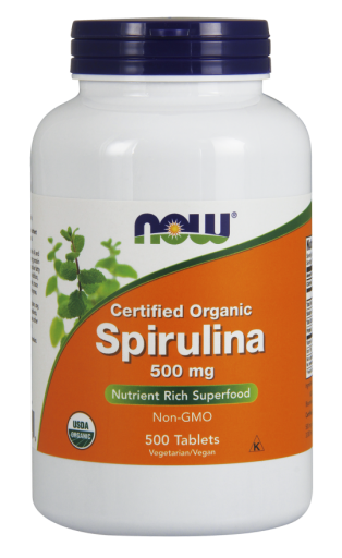Now Certified Organic Spirulina 500mg 500 veg tabs
