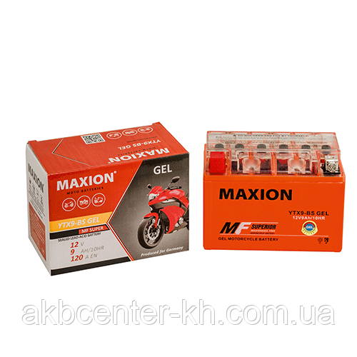 Мото аккумулятор GEL MAXION YTX 9-BS (12V, 9A)