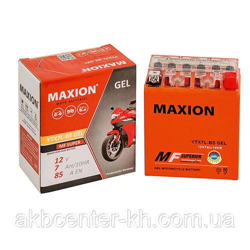 Мото аккумулятор GEL MAXION YTX 7L-BS (12V, 7A), фото 1