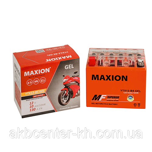 Мото аккумулятор GEL MAXION YTX 12-BS (12V, 10A)