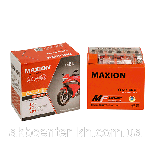 Мото аккумулятор GEL MAXION YTX 14-BS (12V, 12A), фото 1