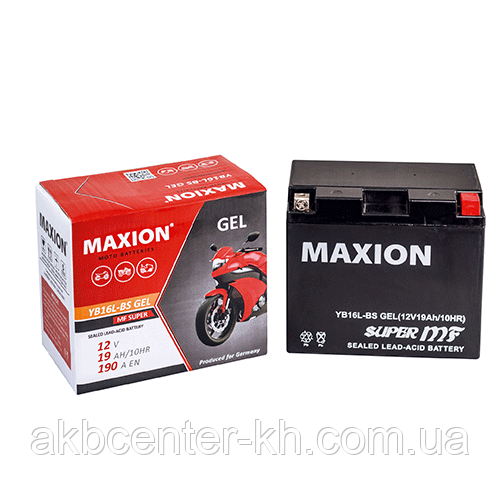 Мото аккумулятор GEL MAXION YB 16L-BS (12V, 19A), фото 1