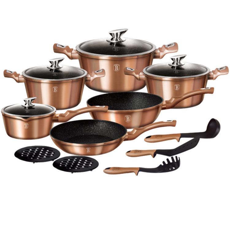 Набір посуду Berlinger Haus 15 предметів Metallic Line ROSE GOLD Edition BH 1224N