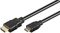 Кабель відео-сигнальний HDMI-mini M/M 3.0m Goobay (75.03.1933) HS+HEC D=6.0mm 4K@60Hz 3D Gold