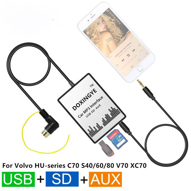 DOXINGYE USB SD AUX емулятор для автомагнітоли Volvo, Вольво C70 S40/60/80 V70 HU
