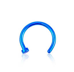 Кільця для пірсингу носа синє з фіксатором (діаметр 8мм)