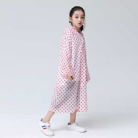 Дитячий плащ-дощовик в червоний горошок, фото 1