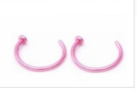 Кільце для пірсингу носа рожеве з фіксатором (діаметр 8 мм)