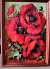 Алмазна вишивка Вогняні маки 30х40 см, повна викладка, квадратні стрази Huacan, фото 5