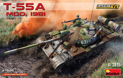Збірна модель/з інтер'єром/радського танка T-55A модифікації 1981 року. 1/35 MINIART 37020, фото 1