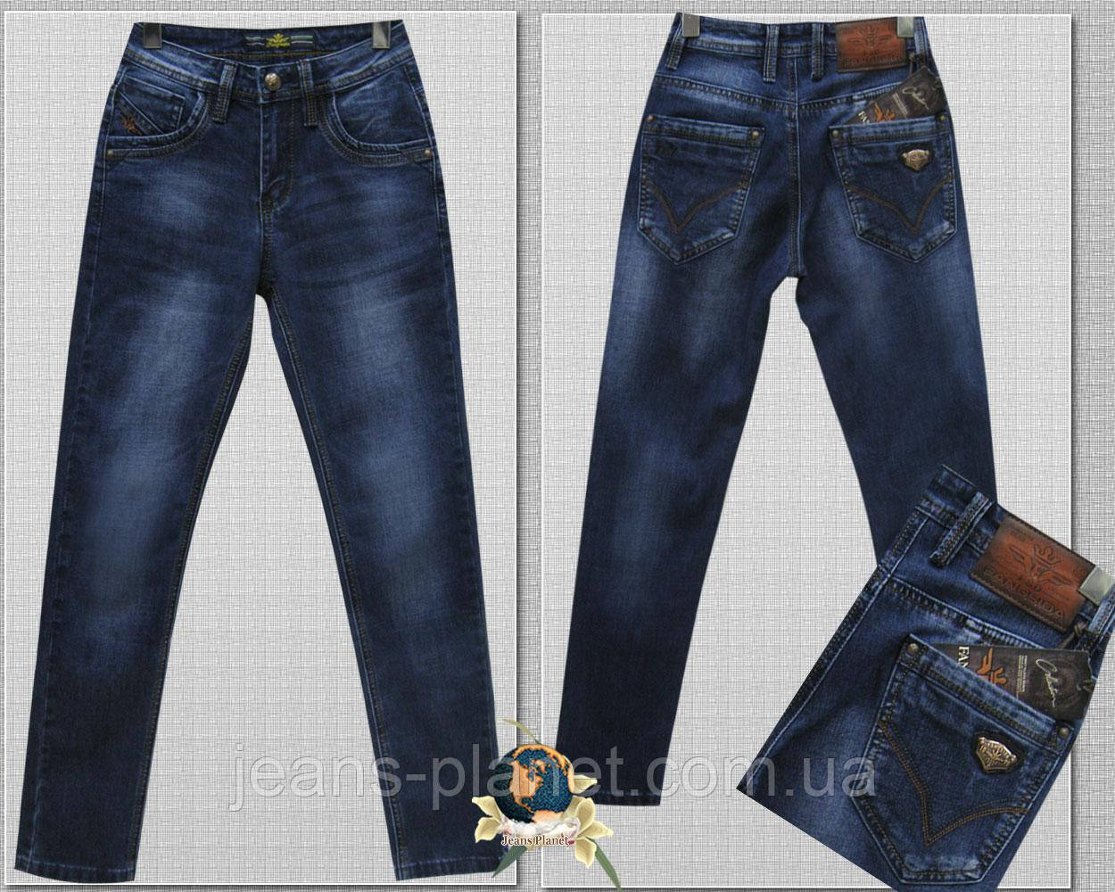 Джинсы модные зауженные на мальчика подростка Fangsida синего цвета ...