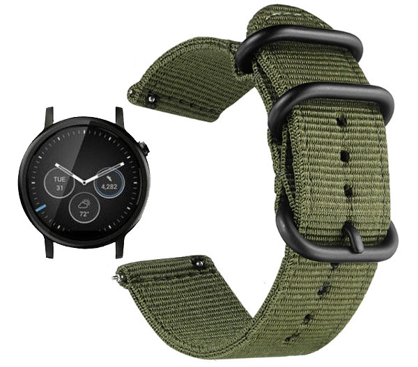 Нейлоновий ремінець Primo Traveller для годин Motorola Moto 360 2nd gen (42 mm ) - Army Green