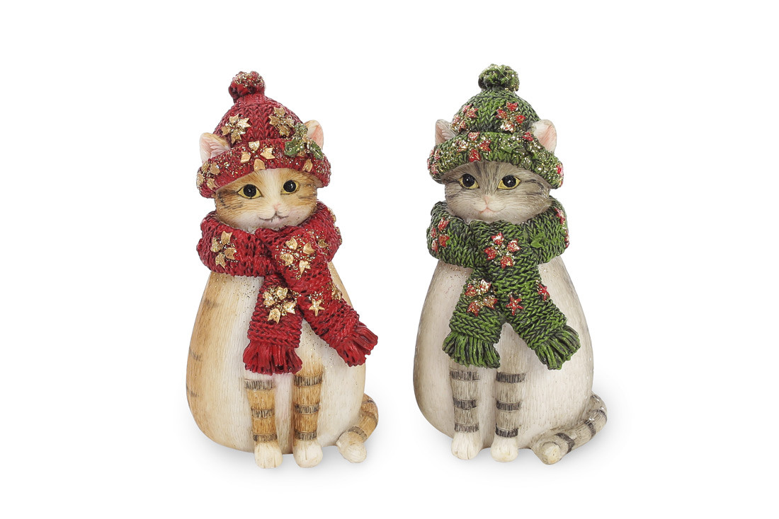 Декоративна статуетка Котик в шарфі 9.5 см, 2 види, фото 1