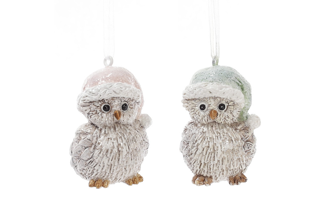 Декоративна статуетка-підвіска Сова в шапочці 5см, 2 види, фото 1