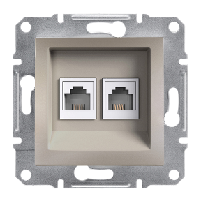 Розетка телефонна RJ11 4-х контактна подвійна бронза Asfora Schneider Electric EPH4200169, фото 1