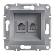 Розетка телефонна RJ11 4-х контактна подвійна сталь Asfora Schneider Electric EPH4200162
