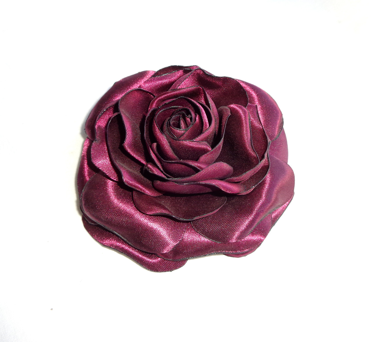 Брошка квітка з тканини ручної роботи "Бордова троянда"